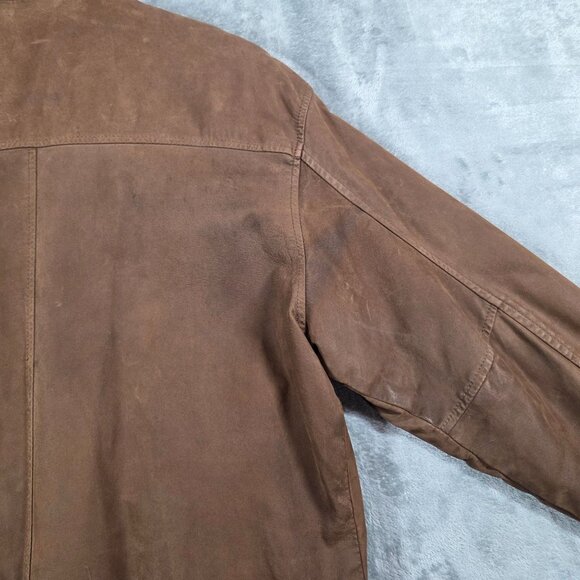 Vtg G-III Global Identity Jacket Mens L Brown Leather Bomber Aviator Map Lined - Picture 15 of 16